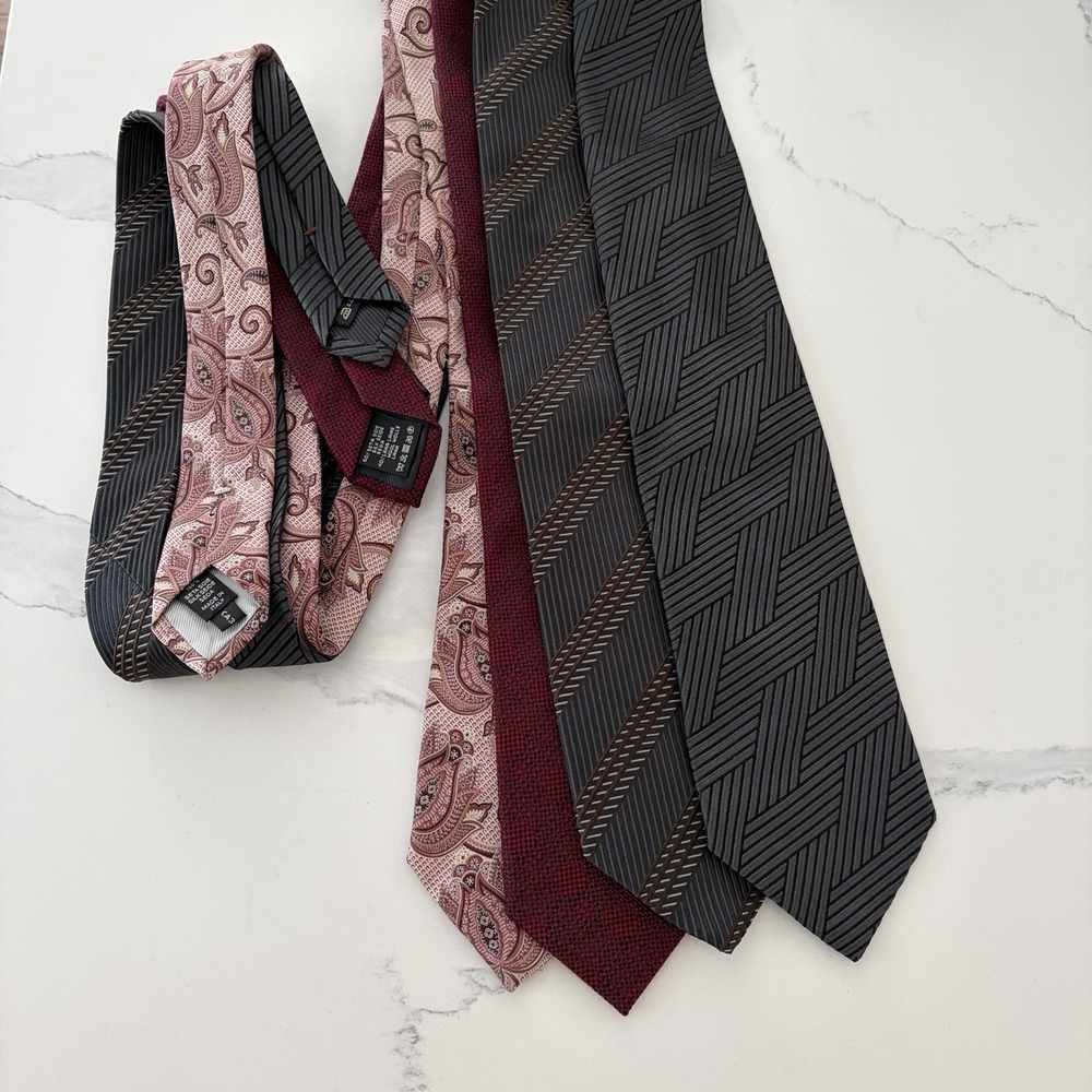 Lot 4 Ermenegildo Zegna Silk Ties Paisley Geometric Striped Italy Mens Neckties